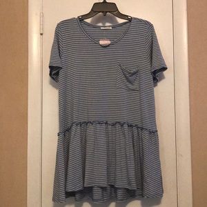 NWT Blue Stripe ruffle top Size L